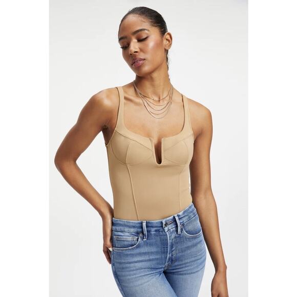 Good American Tops - Good American Scuba U Corset Bodysuit in Pecan Women’s Size 3